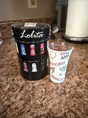 Lolita White Shot Glass with Pink and Red 'Princess' Motif